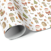 Papier Cadeau Hand Drawn Christmas Woodland Wrapping Paper Roll (Coin rond)