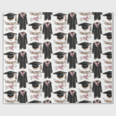 Papier Cadeau Hand-Drawn Graduation Gown Pink Bow Graduation  (Plat)