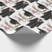 Papier Cadeau Hand-Drawn Graduation Gown Pink Bow Graduation  (Coin)