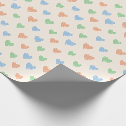 Papier Cadeau Hand Drawn Heart Doodle Pattern Wrapping Paper (Coin)