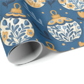 Papier Cadeau Hand Drawn Nordic Folk Art Wrapping Paper Roll   (Coin rond)