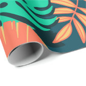 Papier Cadeau Hand drawn tropic flat pattern. Palm leaves backgr (Coin rond)