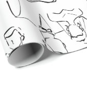 Papier Cadeau hand drawn wedding marriage engagement proposal (Coin rond)