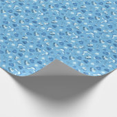 Papier Cadeau Hand Drawn Winter Pattern Blue Wrapping Paper Roll (Coin)