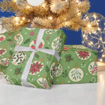 HandDrawn Christmas Ornament Wrapping Paper Roll