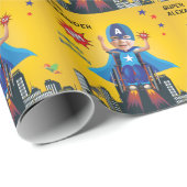 Papier Cadeau Handicap Volant Superhero Fun Anniversaire (Coin rond)