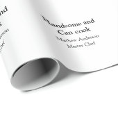 Papier Cadeau Handsome et peut cuisiner ajouter nom maître chef (Coin rond)