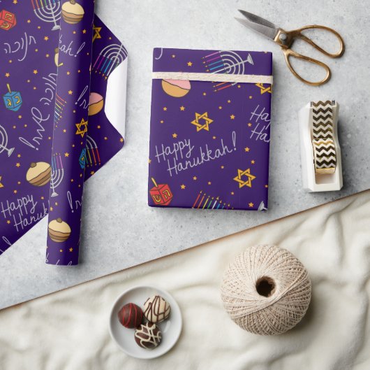 Papier Cadeau Hanouka violet (Artisanat)