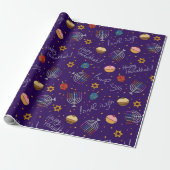 Papier Cadeau Hanouka violet (Déroulé)