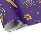 Papier Cadeau Hanouka violet (Coin rond)