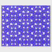 Papier cadeau Hanoukka à l'éléphant blanc mignon (Plat)