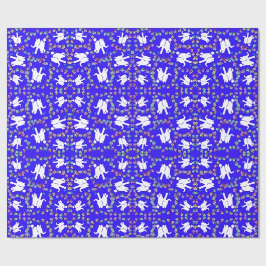 Papier cadeau Hanoukka à l'éléphant blanc mignon (Plat)