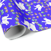 Papier cadeau Hanoukka à l'éléphant blanc mignon (Coin rond)