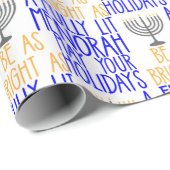 Papier Cadeau Hanoukka Aussi Lumineux Qu'Une Menorha Pleine (Coin rond)