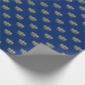 Papier Cadeau Hanoukka bleu et d'or Menorah (Coin)