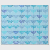Papier Cadeau Hanoukka Chanukah Chanukkiah Menorah Motif Blue (Plat)