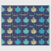 Papier Cadeau Hanoukka/Chanukah Wrapper Paper Blue/Gold Dreidel (Plat)