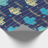 Papier Cadeau Hanoukka/Chanukah Wrapper Paper Blue/Gold Dreidel (Coin)
