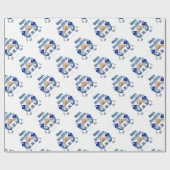 Papier Cadeau Hanoukka Dancing Dreidels et Jelly Doughnut (Plat)
