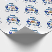 Papier Cadeau Hanoukka Dancing Dreidels et Jelly Doughnut (Coin)