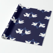 Papier Cadeau Hanoukka Dove Peace Star de David Patterned (Déroulé)