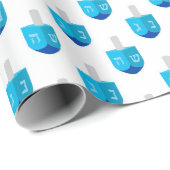 Papier Cadeau Hanoukka Dreidel (Coin rond)