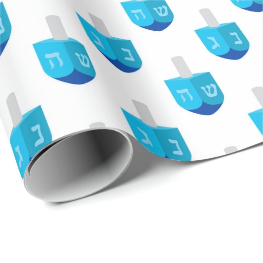 Papier Cadeau Hanoukka Dreidel (Coin rond)