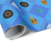 Papier Cadeau Hanoukka dreidel menorah (Coin rond)