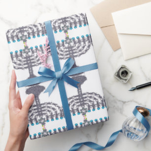 Papier Cadeau Hanoukka glam menorah hanukkiah