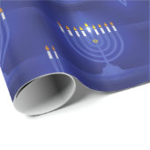 Papier Cadeau hanoukka heureuse bleue (Coin rond)