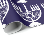 Papier Cadeau Hanoukka Menorah (Coin rond)