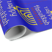 Papier Cadeau Hanoukka Menorah (Coin rond)