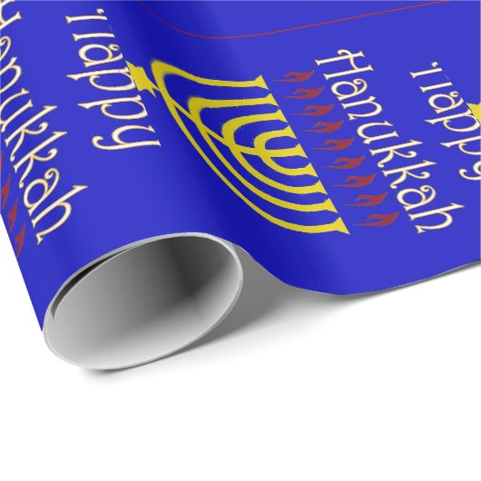 Papier Cadeau Hanoukka Menorah (Coin rond)