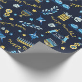 Papier Cadeau Hanoukka Menorah Dreidel personnalisé  (Coin)