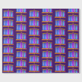 Papier Cadeau Hanoukka Ménorah en Tirage Gras bougies sur pourpr (Plat)