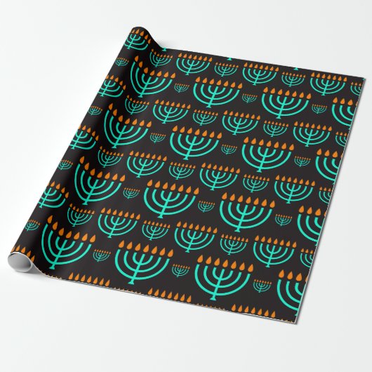 Papier Cadeau Hanoukka Menorahs (Déroulé)