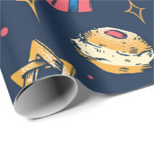 Papier Cadeau Hanoukka Motif Hannukkah cadeau juif mignon été (Coin rond)