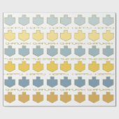Papier Cadeau Hanoukka Personnalise Giftwrap "Dreidel Blue/Tan" (Plat)