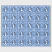 Papier Cadeau Hanoukka Personnalisée De Black And White Snowman (Plat)