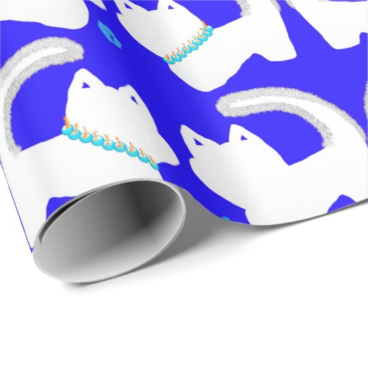 Papier cadeau Hanoukka pour chat mignon (Coin rond)