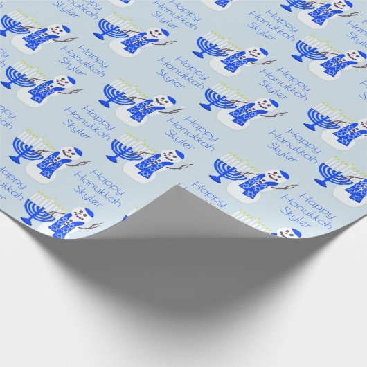 Papier Cadeau Hanoukka Snowman Chrismukkah Nom Et Message (Coin)