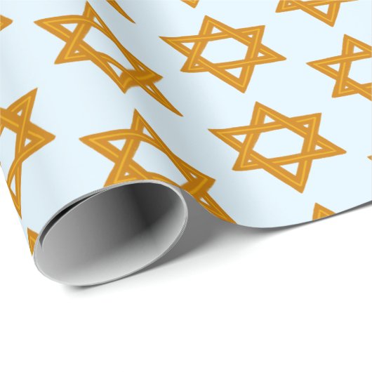 Papier Cadeau HANOUKKA STAR OF DAVID Jewish Holiday Bar Mitzvah (Coin rond)