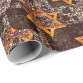 Papier Cadeau Hanoukka Star of David Wrapping Papier (Coin rond)