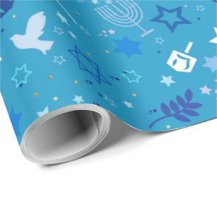 Papier Cadeau Hanoukka Stars Wrapper Paper