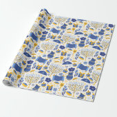 Papier Cadeau Hanoukka Torah Dreidel Star de David Menorah Cadea (Déroulé)