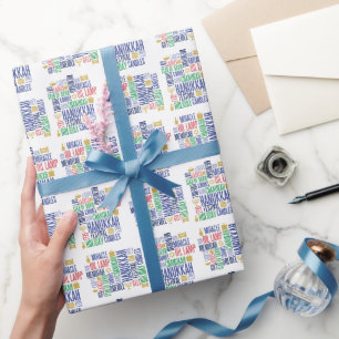 Papier Cadeau Hanoukka Words Holiday Wrapper Paper