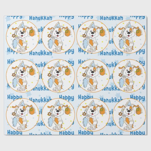 Papier Cadeau Hanoukka Wrapper Paper "Happy Hanoukka" (Plat)