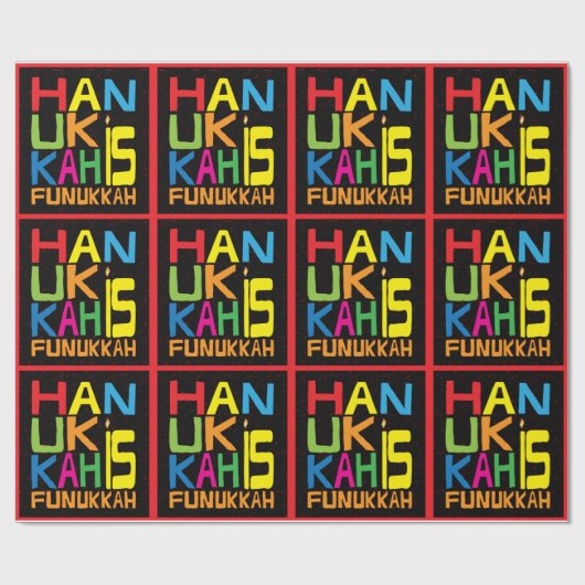 Papier Cadeau Hanoukka Wrapping Paper "Hanoukka is Funukkah" (Plat)