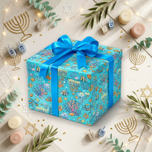 Papier Cadeau Hanukkah au charmant océan bleu