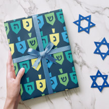 Hanukkah Dreidel Party Wrapping Paper